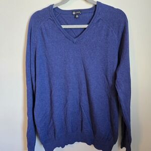 J Crew V-neck sweater mens XL Cotton Cashmere Blend Blue
